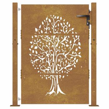 Gartentor 105x130 cm Cortenstahl Baum-Design