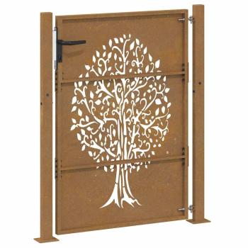 Gartentor 105x130 cm Cortenstahl Baum-Design