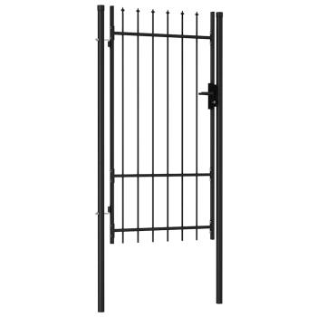 Zauntor Einzelflügel mit Speerspitzen Stahl 1 x 1,75 m Schwarz