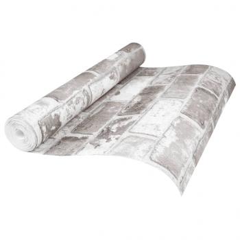 Vliestapete 3D Backstein-Optik Grau 10x0,53 m