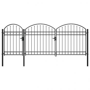 ARDEBO.de - Gartentor mit Gewölbter Spitze Stahl 2,25 x 4 m Schwarz