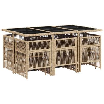 11-tlg. Garten-Essgruppe mit Kissen Beigemischung Poly Rattan