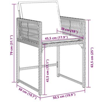 9-tlg. Garten-Essgruppe mit Kissen Schwarz Poly Rattan