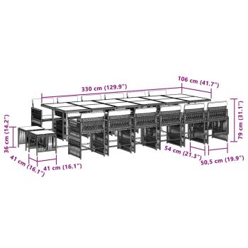 17-tlg. Garten-Essgruppe mit Kissen Beigemischung Poly Rattan
