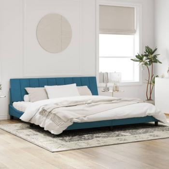 Bettgestell mit LED-Leuchten Blau 200x200 cm Samt