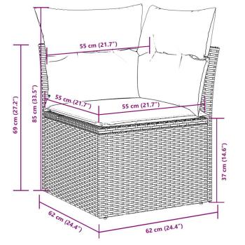 4-tlg. Garten-Sofagarnitur mit Kissen Hellgrau Poly Rattan