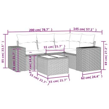 5-tlg. Garten-Sofagarnitur mit Kissen Hellgrau Poly Rattan