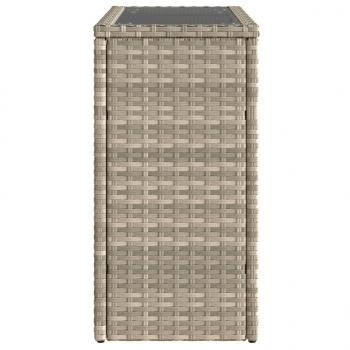 Garten-Beistelltisch mit Glasplatte 58x27,5x55 cm Poly Rattan