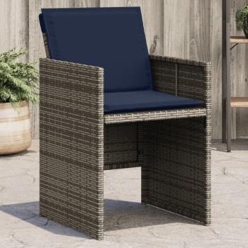 ARDEBO.de - Gartenstühle mit Kissen 4 Stk. Grau Poly Rattan
