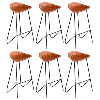 ARDEBO.de - Barhocker 6 Stk. Braun Echtleder
