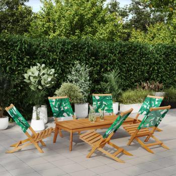 ARDEBO.de - Gartenstühle 6 Stk. Klappbar Grün Stoff und Massivholz