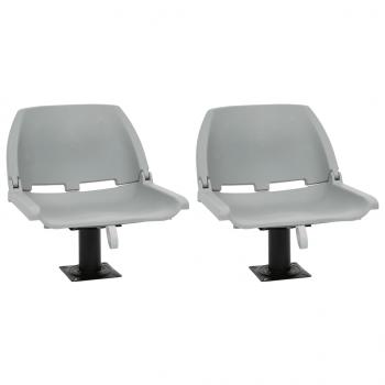 ARDEBO.de - 4-tlg. Bootssitz-Set Klappbar Kein Kissen Grau 48x51x41 cm