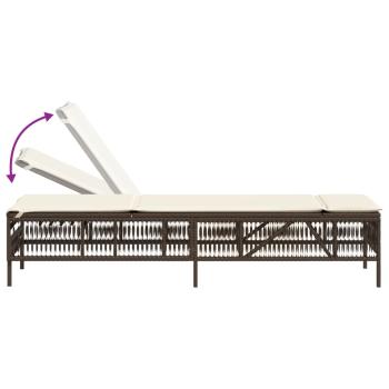 Sonnenliegen 2 Stk. mit Tisch Braun Poly Rattan