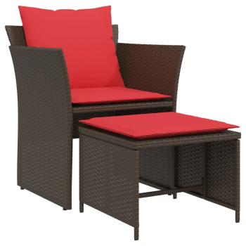 Gartenstuhl mit Fußhocker Braun Poly Rattan