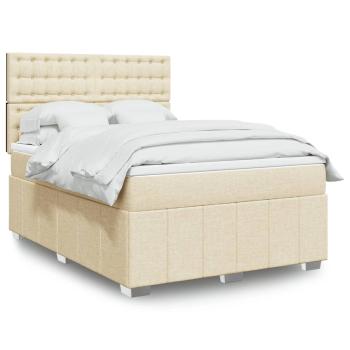 ARDEBO.de - Boxspringbett mit Matratze Creme 140x200 cm Stoff