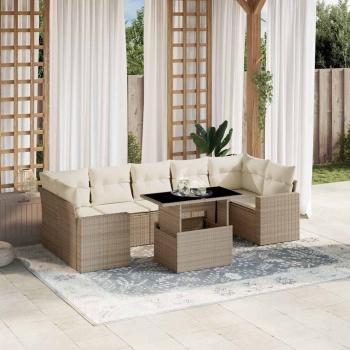 ARDEBO.de - 8-tlg. Garten-Sofagarnitur mit Kissen Beige Poly Rattan