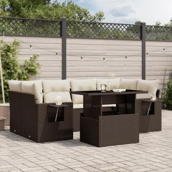 ARDEBO.de - 7-tlg. Garten-Sofagarnitur mit Kissen Braun Poly Rattan