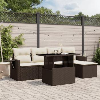 ARDEBO.de - 6-tlg. Garten-Sofagarnitur mit Kissen Braun Poly Rattan