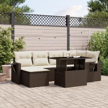 ARDEBO.de - 7-tlg. Garten-Sofagarnitur mit Kissen Braun Poly Rattan