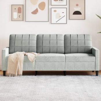 ARDEBO.de - 3-Sitzer-Sofa Hellgrau 180 cm Samt