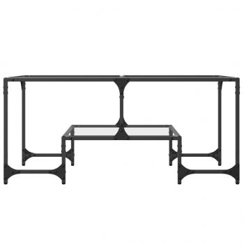 Couchtisch mit Glasplatte Transparent 98,5x50x45 cm Stahl
