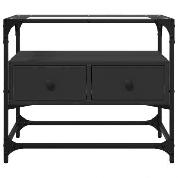 TV-Schrank mit Glasplatte Schwarz 60x35x51 cm Holzwerkstoff