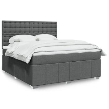 ARDEBO.de - Boxspringbett mit Matratze Dunkelgrau 180x200 cm Stoff