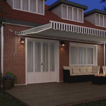 Markise Automatisch mit LED Anthrazit & Weiß 600x300 cm