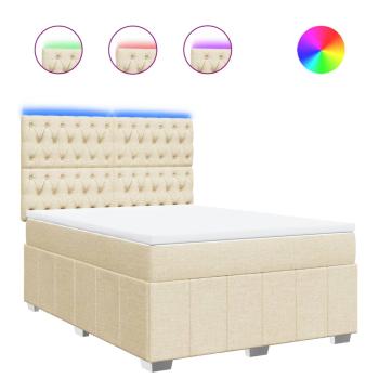 ARDEBO.de - Boxspringbett mit Matratze Creme 140x200 cm Stoff