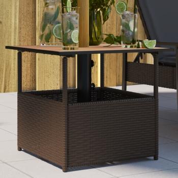 ARDEBO.de - Gartentisch mit Schirmloch Braun 55x55x46,5 cm Poly Rattan
