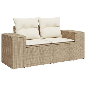 ARDEBO.de - 8-tlg. Garten-Sofagarnitur mit Kissen Beige Poly Rattan