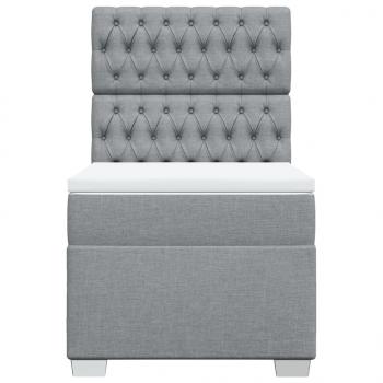 Boxspringbett mit Matratze Hellgrau 100x200 cm Stoff