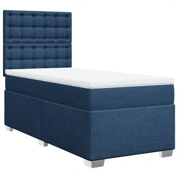 ARDEBO.de - Boxspringbett mit Matratze Blau 100x200 cm Stoff