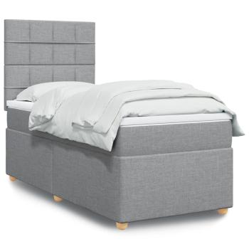 ARDEBO.de - Boxspringbett mit Matratze Hellgrau 100x200 cm Stoff