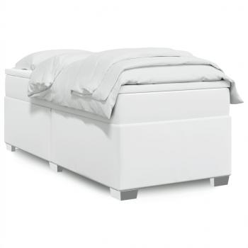 ARDEBO.de - Boxspringbett mit Matratze Weiß 90x200 cm Kunstleder