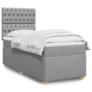 ARDEBO.de - Boxspringbett mit Matratze Hellgrau 90x200 cm Stoff