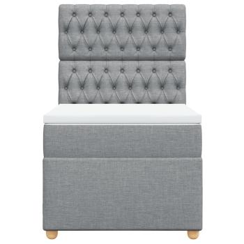 Boxspringbett mit Matratze Hellgrau 90x200 cm Stoff