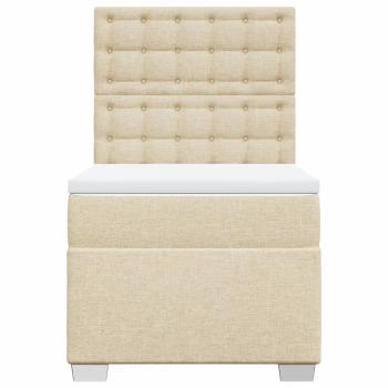 ARDEBO.de - Boxspringbett mit Matratze Creme 100x200 cm Stoff