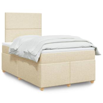 ARDEBO.de - Boxspringbett mit Matratze Creme 120x190 cm Stoff