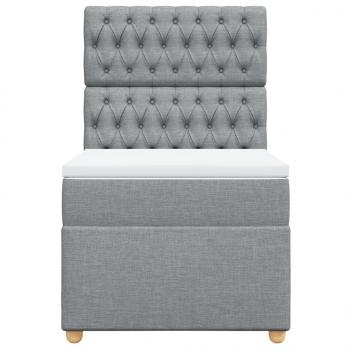 Boxspringbett mit Matratze Hellgrau 100x200 cm Stoff