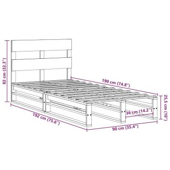 Massivholzbett ohne Matratze Wachsbraun 90x190 cm Kiefernholz