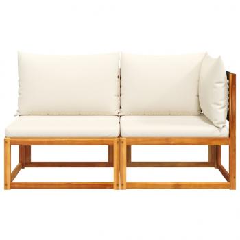 Gartensofa mit Kissen 2-Sitzer Massivholz Akazie