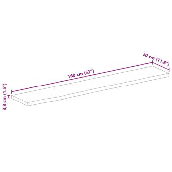 Tischplatte mit Baumkante 160x30x3,8 cm Massivholz Mango