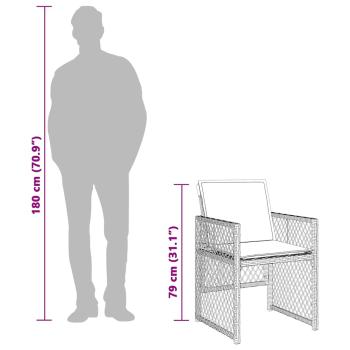 9-tlg. Garten-Essgruppe mit Kissen Beige Poly Rattan