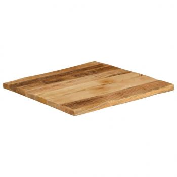 Tischplatte mit Baumkante 40x40x3,8 cm Raues Mango Massivholz