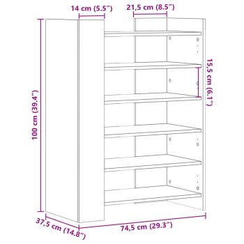 Schuhschrank Sonoma-Eiche 74,5x37,5x100 cm Holzwerkstoff