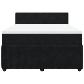 Boxspringbett mit Matratze Schwarz 160x200 cm Samt