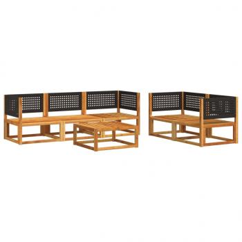 6-tlg. Garten-Sofagarnitur mit Kissen Massivholz Akazie