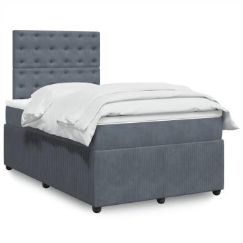 ARDEBO.de - Boxspringbett mit Matratze Dunkelgrau 120x200 cm Samt