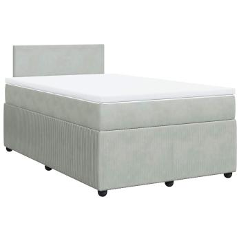 ARDEBO.de - Boxspringbett mit Matratze Hellgrau 120x200 cm Samt